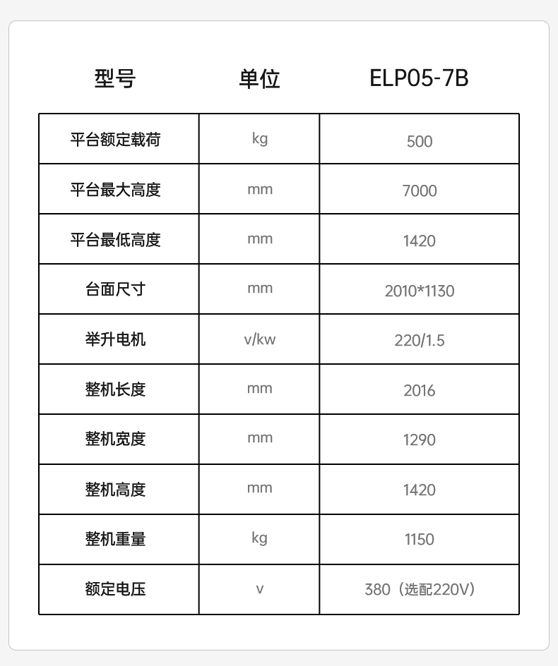 揚(yáng)子升降平臺剪叉式升降機(jī)ELP05-7B升高7米載重500KG(圖3)